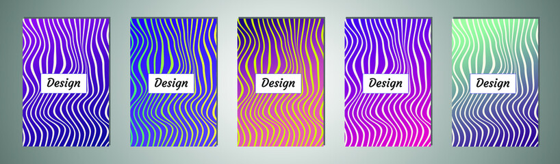 Fototapete - Set of modern abstract backgrounds with gradient linear waves. Simply geometric template for design