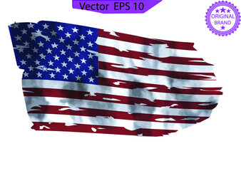 Wall Mural - USA Flag, watercolor flag - Distressed American flag, Us flags. EPS 10, Clip art,	

