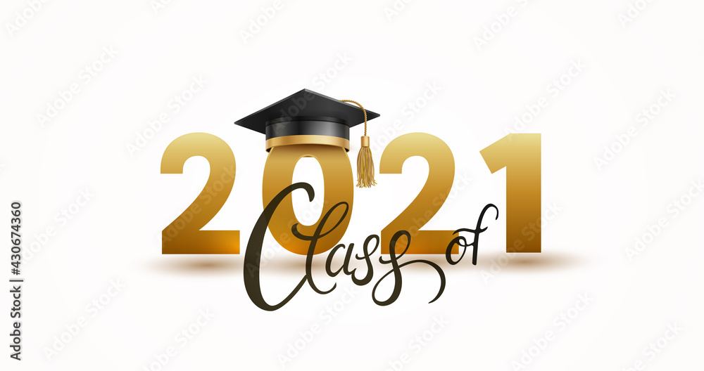 Graduate college, high school or university cap with Class of 2021 on ...