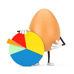 Aufkleber -  Brown Chicken Egg Person Character Mascot with Info Graphics Business Pie Chart. 3d Rendering