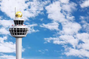 Poster - Airport Air Traffic Control Tower Building. 3d Rendering
