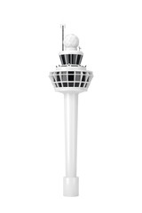 Poster - White Airport Air Traffic Control Tower Building in Clay Style. 3d Rendering