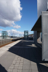 Sticker - View of an outdoor platform of a railway station