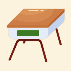 Poster - Isolated desk wood school tools icons - Vector