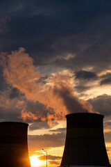 Wall Mural - factory smoke coming out of chimney pollution and global warming