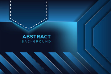 Poster - Abstract blue stripes background. half papercut of Octagon shape design template, modern background in horizontal layout. blue shadow.