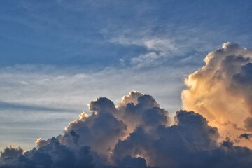 Evening sky scene with golden light from the sundown.