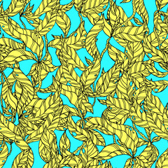 Naklejka na meble leaves on wooden twigs vector seamless pattern white