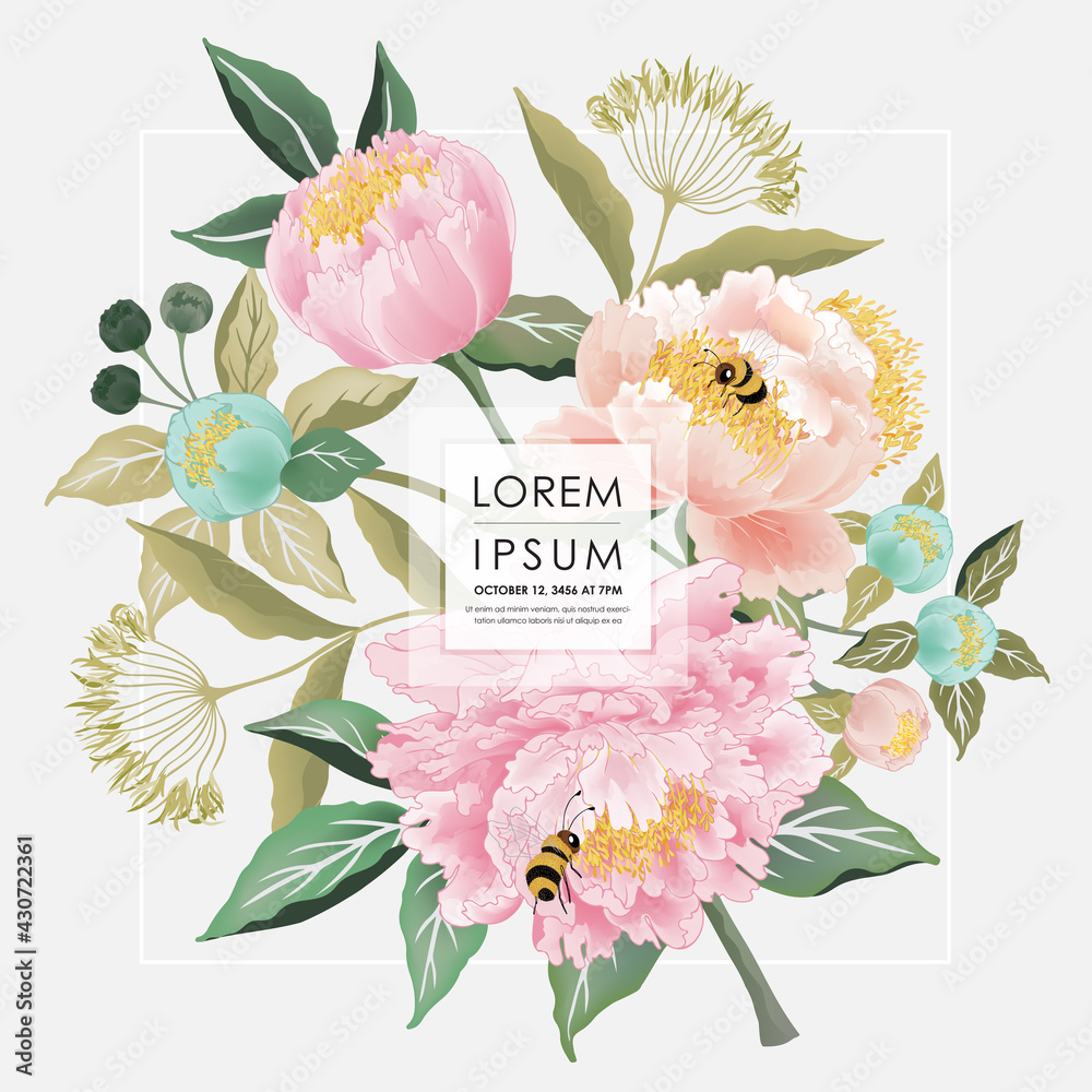 Vector illustration of a beatiful floral frame in spring for Wedding ...