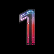 Number 1, Alphabet Made From Neon Light With Clipping Path