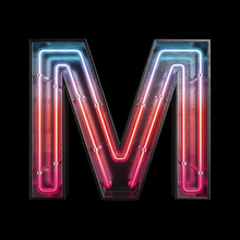 Neon Light Alphabet M With Clipping Path