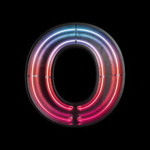 Neon Light Alphabet O With Clipping Path.