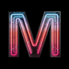 Wall Mural - Neon Light Alphabet M with clipping path