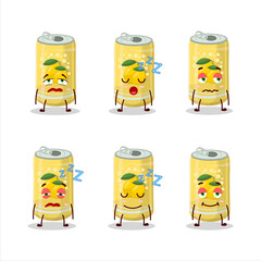 Wall Mural - Cartoon character of lemon soda can with sleepy expression