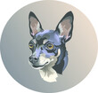 Vector portrait of a small dog of the breed Russian toy terrier 
The head of a beautiful dog in a circle 
Muzzle for the logo of a small decorative dog