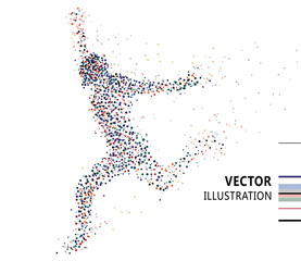 Wall Mural - Colored polka dots composed of jumping people, vector illustration.