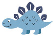 Cute hand-drawn dinosaur on a white isolated background.	
