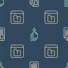 Poster - Set line File document, missing and Data export on seamless pattern. Vector