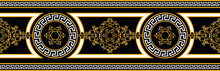 Golden Baroque Element With Chains On A Black Background. EPS10 Illustration.	