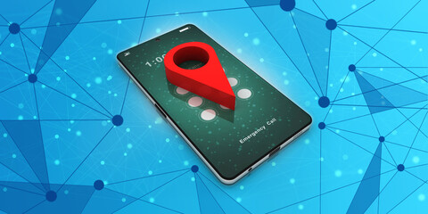 Poster - 3d illustration mobile GPS navigation concept
