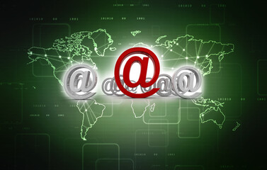 Poster - 3d illustration Network community concept .e mail sign