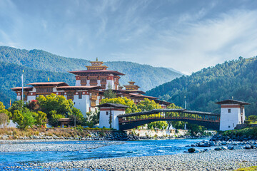 Wall Mural - Beautiful Punakha Dzong Monastery in Bhutan