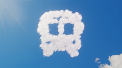 Poster - 3d rendering of white clouds in shape of symbol of bus on blue sky with sun