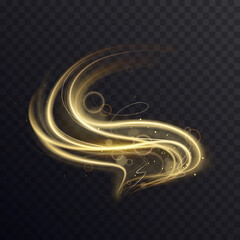 golden soft light wave with sparkle bokeh, abstract effect vector illustration. luxury shine of gold