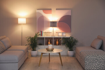 Sticker - Stylish living room interior with comfortable furniture