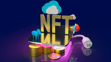 The Nft Or Non Fungible Token For Art And Technology Concept 3d Rendering