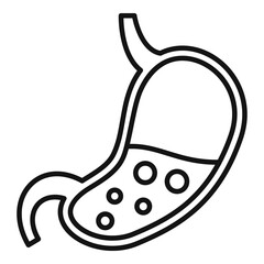 Sticker - Half stomach icon, outline style