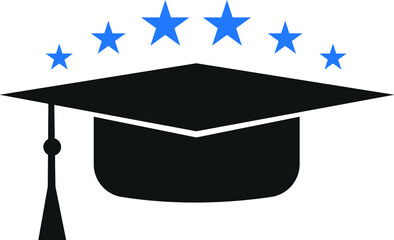 Wall Mural - Graduate Hat icon with star,  Education icon vector illustration