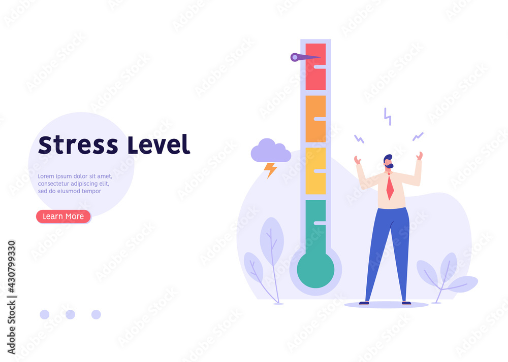 Man near the mood scale. Concept of emotional overload, stress level ...