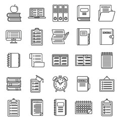 Poster - Syllabus week icons set, outline style