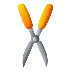 Poster - garden bush scissors icon, cartoon style