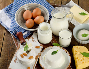 breakfast with eggs and milk