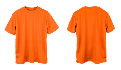 Wall Mural - blank jersey t shirt color orange template front and back view on white background