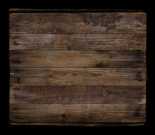 Wood Texture Isolated On Black. Blank Weathered Rustic Wood Background From Old Planks With Nails.