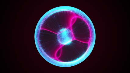 Magic neon orb computer generated background. 3d rendering energy inside the sphere