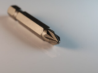 Studio shot of a silver screwdriver on white background