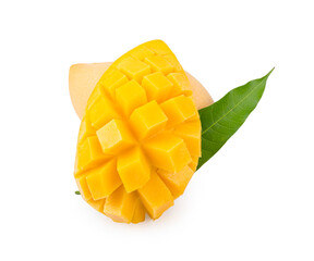 Wall Mural - Ripe mango on white background