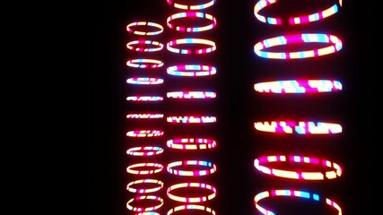 Wall Mural - 4k video animation of a beautiful abstract neon sci-fi colorful circular objects three-set moving an