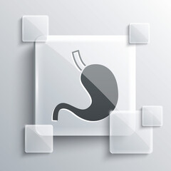 Sticker - Grey Human stomach icon isolated on grey background. Square glass panels. Vector