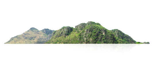 Wall Mural - panorama mountain with tree isolate on white background