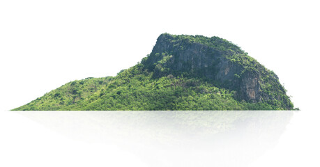 Wall Mural - panorama mountain with tree isolate on white background