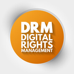 Poster - drm - digital rights management acronym, technology business concept background