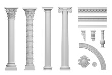 Classic White Antique Marble Columns Set