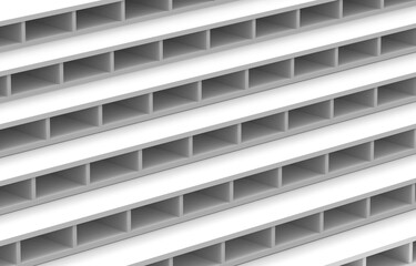 Poster - 3d rendering. perspective view of modern white sqaure brick pattern wall design texture background.