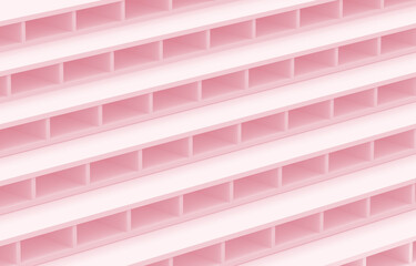 Poster - 3d rendering. sweet soft pink color tone brick stack design wall background.