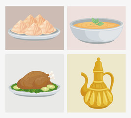 Canvas Print - four arabic foods